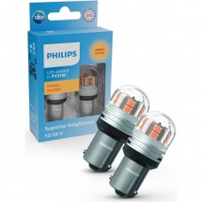 Комплект світлодіодних ламп PHILIPS 11496AU70X2 PY21W LED Ultinon Pro7000 BAU15S AMBER 12/24V