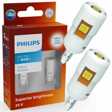 Комплект світлодіодних ламп PHILIPS 24961CU70X2 W5W (T10) LED Ultinon Pro7000 W2.1X9.5d WHITE 6000K 24V