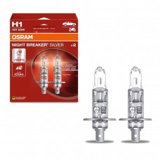 Комплект галогенових ламп OSRAM 64150NBS-2HB H1 Night Breaker Silver +100% 55W 12V P14.5S (2 шт)