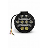 Світлодіодна фара StarLight 24A-40W 8 LED 12-24V, біле/жовте світло, кругла, робоче світло