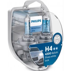 Комплект галогеновых ламп PHILIPS 12342WVUSM H4 60/55W 12V P43t WhiteVision ultra +60%