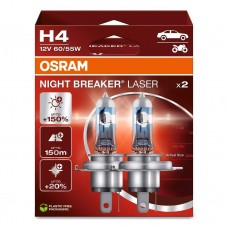 Комплект галогенових ламп OSRAM 64193NL-2HB H4 Night Breaker LASER +150% 60/55W 12V P43t (2 шт)
