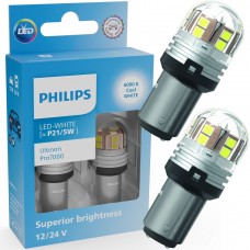 Комплект світлодіодних ламп PHILIPS 11499CU70X2 P21/5W LED Ultinon Pro7000 BAY15d WHITE 12/24V