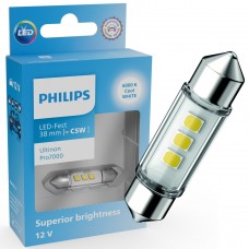Світлодіодна лампа PHILIPS 11854CU70X1 C5W LED Ultinon Pro7000 Festoon SV8.5 WHITE 6000K 38mm 12V (1 шт)