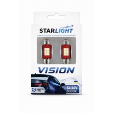 Комплект світлодіодних ламп StarLight Vision C5W/C10W (T11) LED Festoon SV8.5 WHITE 6000K 36mm 12/24V