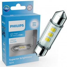 Світлодіодна лампа PHILIPS 11854WU70X1 C5W LED Ultinon Pro7000 Festoon SV8.5 WHITE 4000K 38mm 12V (1 шт)