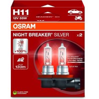 Комплект галогенових ламп OSRAM H11 64211NBS-2HB Night Breaker Silver +100% 55W 12V PGJ19-2 (2 шт)