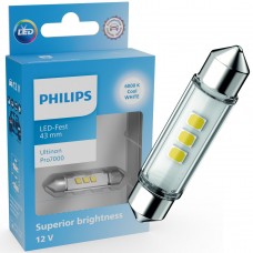Світлодіодна лампа PHILIPS 11866CU70X1 C5W LED Ultinon Pro7000 Festoon SV8.5 WHITE 6000K 43mm 12V (1 шт)