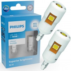 Комплект світлодіодних ламп PHILIPS 11961WU70X2 W5W (T10) LED Ultinon Pro7000 W2.1X9.5d WHITE 4000K 12V