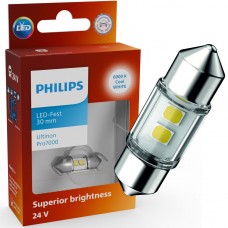 Світлодіодна лампа PHILIPS 24844CU70X1 C5W LED Ultinon Pro7000 Festoon SV8.5 WHITE 6000K 30mm 24V (1 шт)