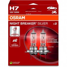 Комплект галогенових ламп OSRAM 64210NBS-2HB H7 Night Breaker Silver +100% 55W 12V PX26d (2 шт)