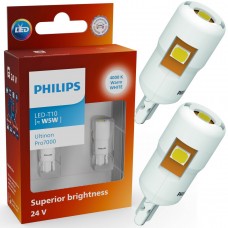 Комплект світлодіодних ламп PHILIPS 24961WU70X2 W5W (T10) LED Ultinon Pro7000 W2.1X9.5d WHITE 4000K 24V
