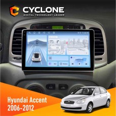 Штатна магнітола Hyundai Accent 2006-2012 Cyclone 4x64, DSP, 4G, 2k