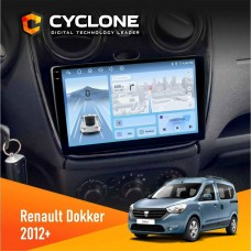 Штатна магнітола Renault Dokker, Sandero, Lodgy 2012+ (1 кнопка) Cyclone 4x64, DSP, 4G, 2k