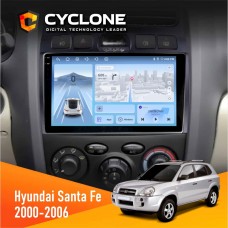 Штатна магнітола Hyundai Santa Fe 2000-2006 Cyclone 4x64, DSP, 4G, 2k