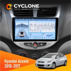 Штатна магнітола Hyundai Accent 2010-2017 Cyclone 4x64, DSP, 4G, 2k