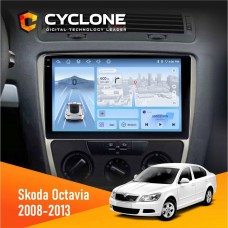 Штатна магнітола Skoda Octavia A5 2008-2013 Silver Cyclone 4x64, 4G, DSP, 2k